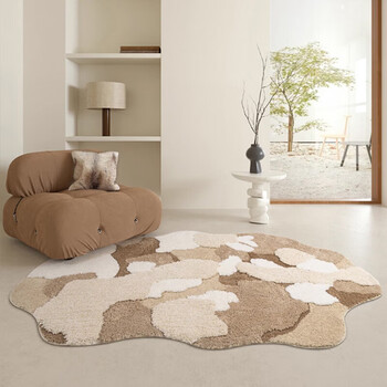 Wen shiou bedside carpet bedroom high-end cream style special-shaped moss blanket pink girl's room thickened french cream guest chocolate forest 200cm*300cm imitation cashmere cotton bottom