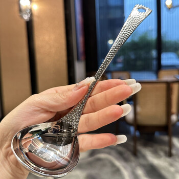Apocalypse century donglai quality soup spoon new hammer pattern stainless steel large head spoon large colander food grade stainless steel desktop colander enlarged and thickened hammer pattern 1 large spoon