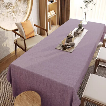 Jun yuexi tablecloth high-end fabric new chinese tablecloth cotton and linen tea table zen tablecloth chinese style desk coffee table oil-proof (waterproof) ziqi purple tablecloth 200*350cm
