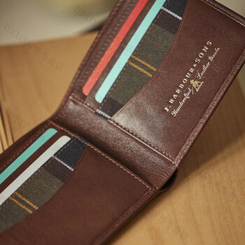 Barbour uk bi-fold unisex card holder wallet mlg0002 can be used as a gift brown