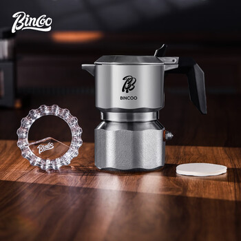 Bincoo three-valve moka pot 316 stainless steel household small double-valve coffee pot italian coffee machine set 316 stainless steel moka pot 01 style-2 servings 3-piece set