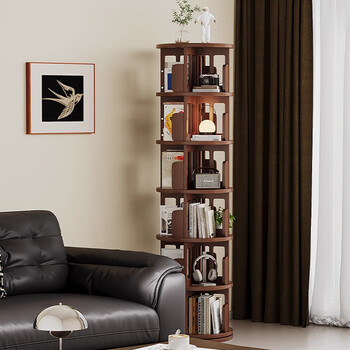 Ouyilang rotating bookshelf 360-degree solid wood bookcase corner storage rack wall-to-ceiling narrow cabinet living room removable storage cabinet