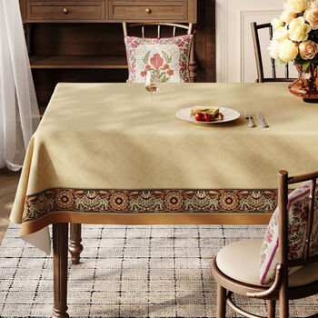 Fantasy high-end american retro style thickened tablecloth waterproof, oil-proof and anti-scalding living room dining table coffee table rectangular tablecloth antique flower weave strong waterproof and oil-proof stains can be wiped off 140x200cm suitable for six-person dining table