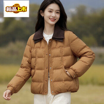 Chujing 2025 new style down jacket, versatile short loose down jacket for middle-aged and young people, simple commuting duck down - pumpkin color m