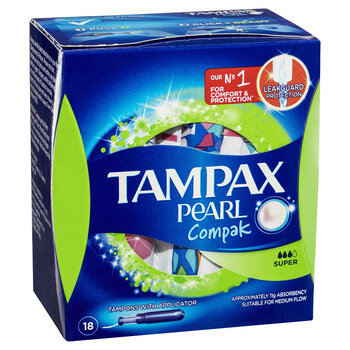 Tampax tampax tampons pearl normal flow 18 count/box high flow 18 count