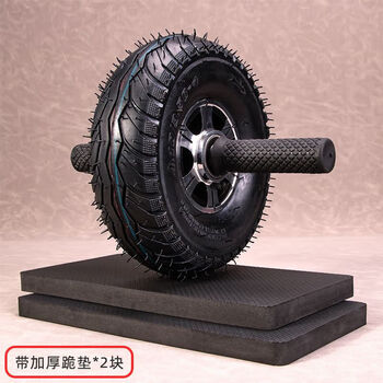 Rein now pneumatic tire abdominal muscle wheel single wheel bearing abdominal muscle wheel men's fitness home fitness equipment sports roller black/25cm diameter inflatable single wheel with 2 thick kneeling pads/1 pump