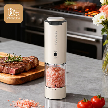 Circle joy stainless steel electric pepper grinder rechargeable household pepper sea salt grinding bottle condiment bottle variable speed white