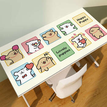 Yusenyi primary school desk mat writing desk tablecloth learning waterproof desktop mat doggy puppy 80x130cm