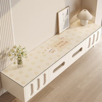 Fantasy high-end tv counter top protection mat modern simple sideboard table mat tablecloth anti-dirty pvc wine cabinet mat cream garden 35x370cm