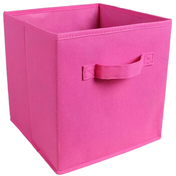 Fantasy style solid color storage box bedroom clothing storage box foldable sundries storage basket storage utensils rose red 27x27x28cm