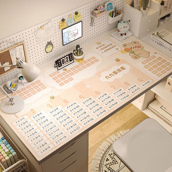Fantasy student children's desk mat waterproof and washable study special writing desk desktop protection computer desk cloth 525 cute bear formula table + leather 40x60cm