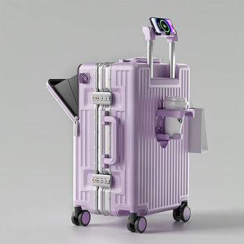 Ye yu front opening suitcase women's new boarding trolley case 20 inch box 24 men and women 26 suitcase purple 26 inch