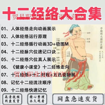 Twelve meridians and acupuncture points memory, a complete set of chinese medicine videos for self-study with zero basics, direct delivery from the network disk, customized u disk/hard disk delivery