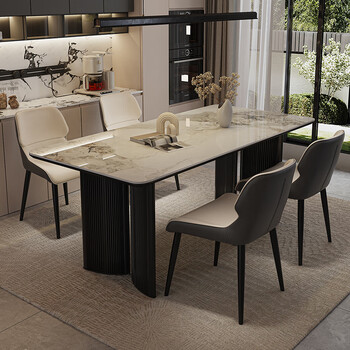 Modern simple slate dining table and chair combination for home small apartment kitchen dining table rectangular minimalist style single dining table 1.8cm full support base single meal 120cm