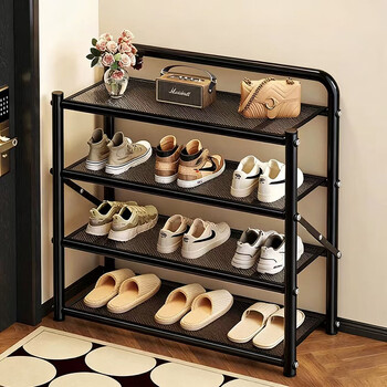 Yaoying shoe rack home door multi-layer foldable shoe cabinet small apartment shoe storage artifact yj23 black 4 layers 50cm