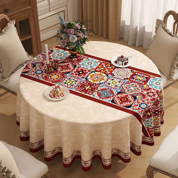 Yusenyi round table tablecloth waterproof, oil-proof, anti-scalding, no-wash round tablecloth, household coffee table tablecloth hanging cloth, maple wood chips, 90cm diameter round tablecloth (recommended for use on round tables within 50cm in diameter)