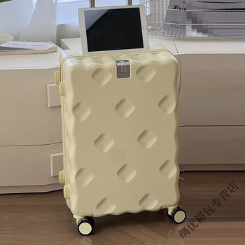 Ye yu luggage female internet celebrity trolley case sturdy student male durable password box large capacity travel luggage cream yellow (multifunctional fun style) 24 inch
