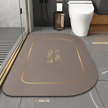 Fantasy simple style fog blue rectangular bathroom floor mat, natural rubber non-slip foot mat, household quick-drying absorbent mat, guka large rounded corner 60x90cm