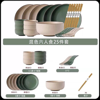 Tsurumura new year's eve rice dishes, underglaze color tableware, japanese bowls, 2024 new bowls and dishes set, household bowls, chopsticks, bowls and plates, pottery, underglaze color, safe and healthy, mixed color 25-piece set (affordable) without