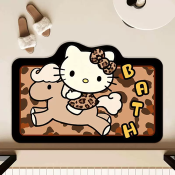 Yusenyi mat floor mat toilet non-slip hellokitty bathroom diatom absorbent foot mat door hello kitty cute mud mat hellokitty floor mat b type 40x60cm