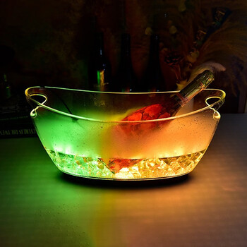 Fantasy plastic red wine champagne ice bucket 6 liters bar restaurant stall beer ice bucket colorful fixed rechargeable luminous
