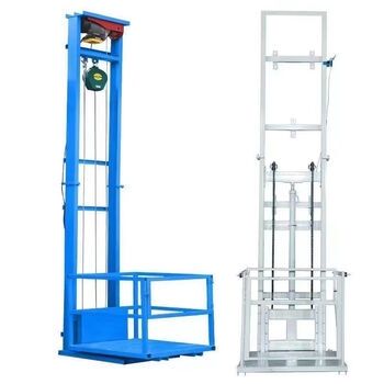 Kaooseen small electric lift freight elevator hydraulic lift platform warehouse factory household simple elevator lift wire rope freight elevator with guardrail platform rise - 2 meters