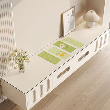 Fantasy tv cabinet protective mat, sideboard table mat, tablecloth, anti-dirty wine cabinet mat, yellow flower in the mirror 30x340cm