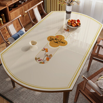 Fantasy chinese oval tablecloth, no-wash waterproof, anti-scalding, pvc soft glass round table table mat, coffee table mat tablecloth, warm home, middle oval part 90x140, odorless and oil-proof