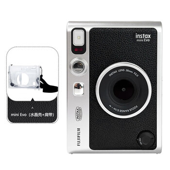 Fujifilm instant imaging camera instant mini evo evo camera 40 mini evo black + transparent crystal case official + 10 pieces of love photo paper
