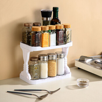 Yusenyi kitchen countertop condiment storage rack household stove condiment storage rack double-layer drain tray double-layer storage rack