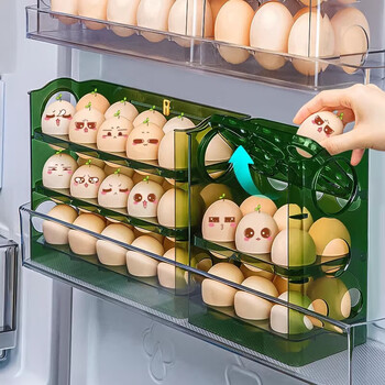 Sungsa egg carton double-layer drawer-type egg crisper food-grade shock-proof egg toggle egg storage box refrigerator side door green can hold 30 pieces
