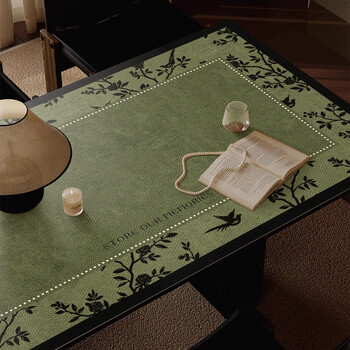 Pupan medieval style no-wash leather table mat pvc no-wash tablecloth coffee table tablecloth table mat stain-resistant desk mat green field forest table mat a 85cmx135cm beautiful and practical