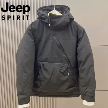 Jeep jeep international brand winter new diagonal zipper down jacket men's short casual workwear thickened sports jacket black m
