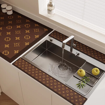 Yusenyi kitchen drain pad countertop water retaining strip absorbent pad long narrow edge faucet bathroom coaster brown l right angle custom size contact customer service