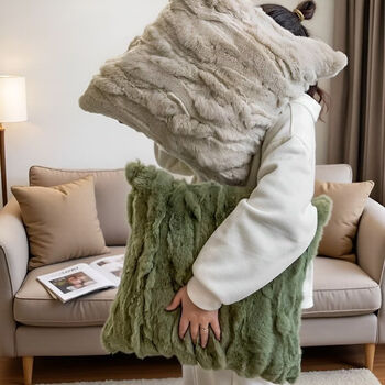 Pupan internet celebrity rex rabbit fur pillow cat touch modern light luxury style living room sofa bedroom bay window cushion cushion waist pillow real rex rabbit fur green 45x45cm including pillow core + pillow core
