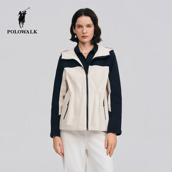 Polowalk women's jacket 2026 spring new simple versatile slim hooded casual commuting jacket women's navy s
