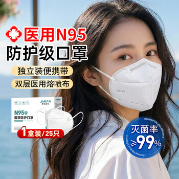Interface medical sterilization n95 mask adult protective sterilization grade dustproof and antibacterial 25 individually packaged white masks