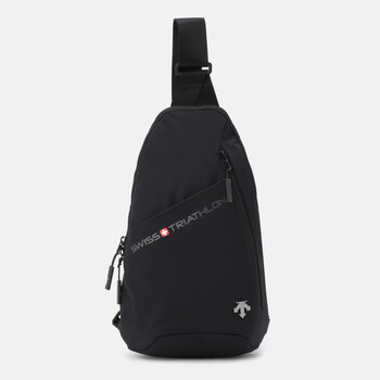 Descente men's sports bag swiss triathlon simple style casual crossbody bag lightweight, breathable and comfortable zipper men's bag black/black