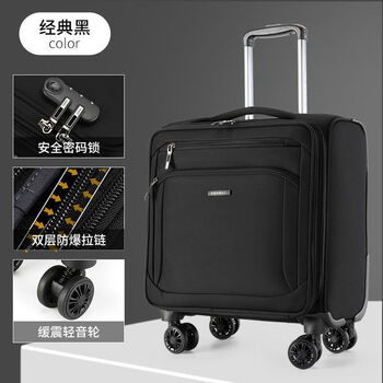 Samsonite oxford trolley suitcase large capacity 18-inch leather suitcase travel spinner business boarding suitcase black 18-inch