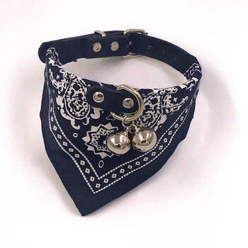 Shantou lincun dog triangle scarf collar with bell to prevent lost pet accessories red triangle scarf with bell + luminous dog tag (blue triangle scarf (without bell) s small size-1.5*36cm