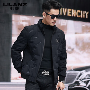 Lilanz thin down jacket men's short winter clothing 2025 new stand collar slim white duck down jacket warm men's jacket black 3xl 190 recommended 170-185 catties