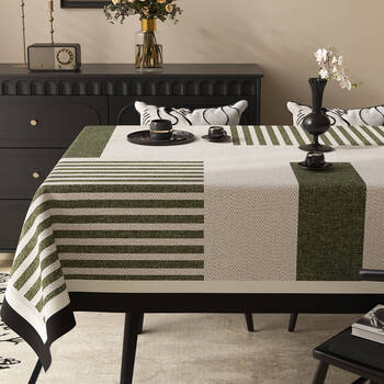 From now on, the plaid imitation linen tablecloth is oil-proof and waterproof, high-end dining table mat, no-wash and wipeable tabletop protection mat z01 feier green 120*180cm table length 1.1~1.2 meters
