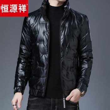 Hengyuanxiang glossy thickened winter down jacket men's short style new youth warm men's jacket boss-sw05-black-stand-up collar glossy 3xl 190/104a recommended 190-210 catties