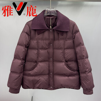 Yalu light and thin 2026 western style middle-aged mom down jacket women's winter fashion double-layer wool collar korean style loose feather velvet silk purple l _recommendation 95-110