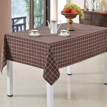 Yusenyi 100% cotton and linen burgundy plaid thickened anti-scalding tablecloth fabric pastoral waterproof rectangular tablecloth coffee table cloth tablecloth brown diameter 275cm round