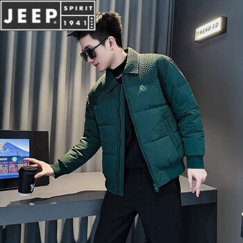 Jeep spirit winter spliced down jacket men's popular this year 2025 new style handsome jacket green 2xl recommended 141~155 catties