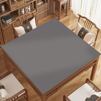 Fantasy mahjong table tablecloth thickened silencer mahjong mat square table table mat poker special tablecloth anti-oil egg-proof anti-slip pure gray solid color table mat 140x140cm