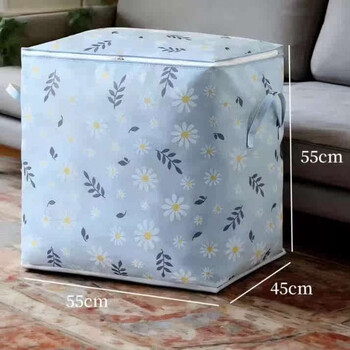 咏幻收纳箱双拉链衣服赃衣篓防潮开学袋 (常款较薄)红色蓝色花色随机140l结实耐用 加厚款45x38x45