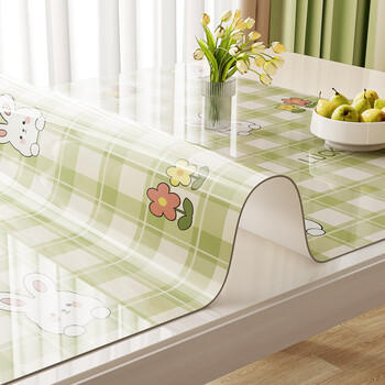 Pupan soft glass dining table cloth oil-proof, waterproof, heat-insulating and no-wash 2025 new style light luxury high-end coffee table table top mat rabbit flower viewing 40x60cm