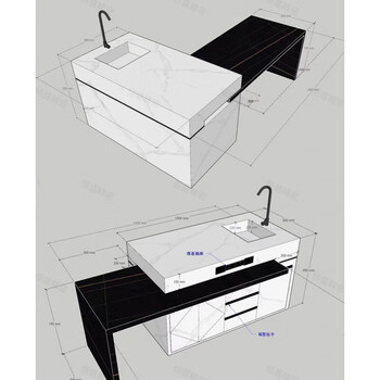Qilicai high-end island table rotating slide retractable push-pull rail dining table slide hardware accessories sideboard can rotate 600 long pull translation 380